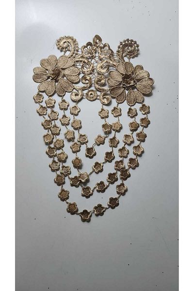 BERKE TUHAFIYE AKSESUAR Size 32cm Width 21cm With Embroidery Crafted 3 Sizes Flower Patterned Embroidery Guipure Applique