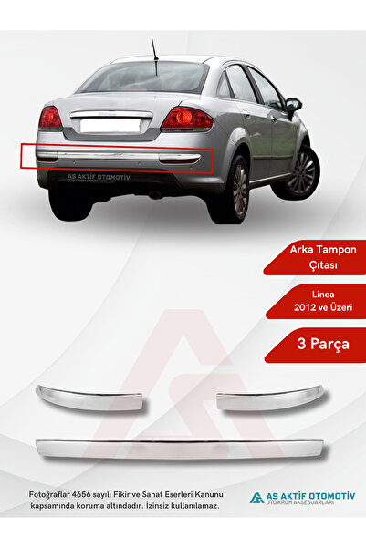 as aktif otomotiv oto krom aksesuarları Fiat Linea SD Arka Tampon Çıtası 3 Pa...