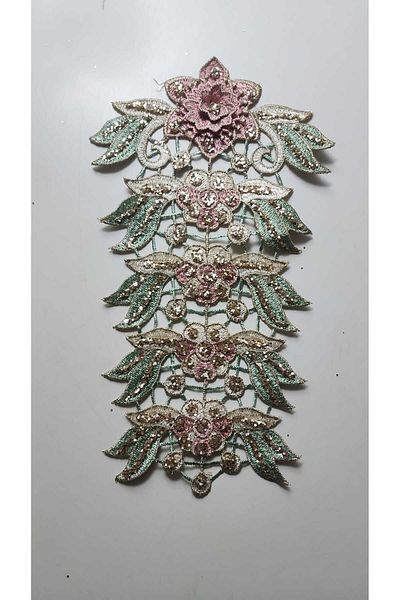BERKE TUHAFIYE AKSESUAR Size 26cm Width 15cm With Embroidery Crafted 3 Sizes Flower Patterned Embroidery Guipure Applique Glitter