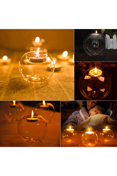 MD Aspiz Flowers 3 Adet Şeffaf Cam Mumluk __ Süsleri Şamdan Dekoratif Hediyel...