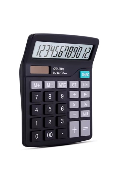Janissary 12 Haneli Büyük Masaüstü Hesap Makinesi, 5 İnç LCD Ekranlı, Pilli ve Güneş Enerjili, Ev/Ofis