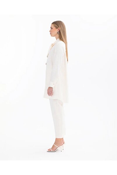 SCL Фулярний комір, довгі рукави, кремовий жіночий тунік 11242104201020