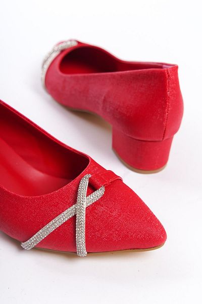 Çaçaroz Ayakkabı Large Size Heeled Classic Jewelled Casual Shoes