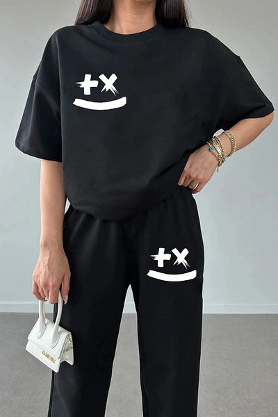 LAND MODA COPY - Σετ φούτερ και μπλουζάκι με στάμπα