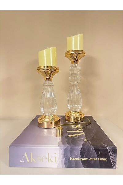 MİEL STORE Pileksi Ledli Su Küresi Şamdanlık Pilli Mumluk 2’li set