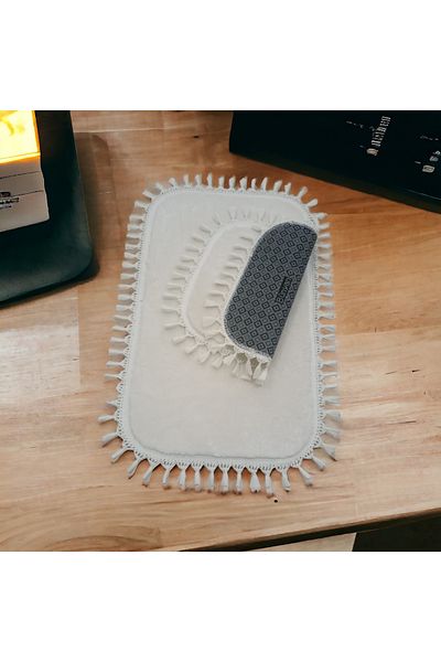 Altun Modern Bath Mat - Small Size, Post Plush, Fringed, 50*80+40*50 cm