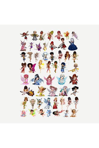 Ororabutik Σετ αυτοκόλλητων Fairycore 54 Pieces Fairies - Σετ αυτοκόλλητων Scrapbook Bullet Journal
