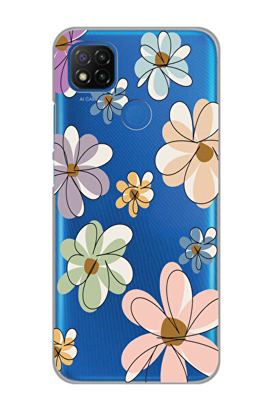 Magic Ring Xiaomi Redmi 9C / 10A Uyumlu Çiçek Tasarımlı Şeffaf Telefon Kılıfı