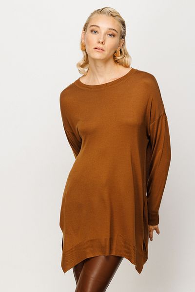 ON TRİKO Ten Relaxed Cut Brown Women's Knitwear Tunic23225316