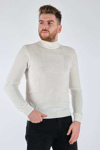 Ecer Рибальський комір, довгі рукави, екрю, чоловічий трикотаж 75122123