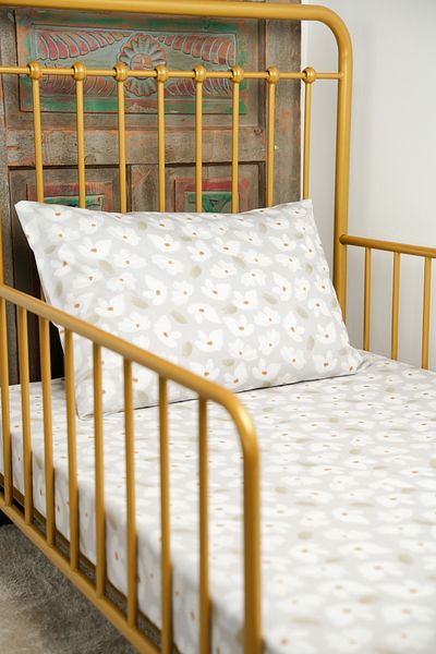 Pithy Organic Cotton Satin Fitted Sheet Set (120x200+20) Pillow Case (50X70)-Wildflowers