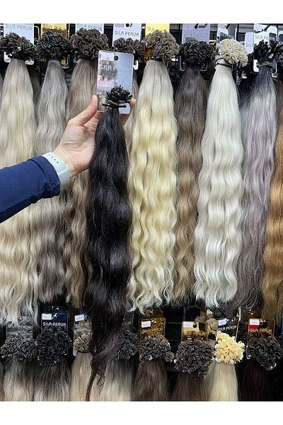 SILA 60 CM 50 PIECES 0.6 GR 100% Natural Real Human Hair NATURAL Color