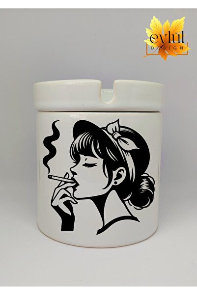 Women Smokers Custom Design Printed Ceramic Ashtray Odorless Cullet