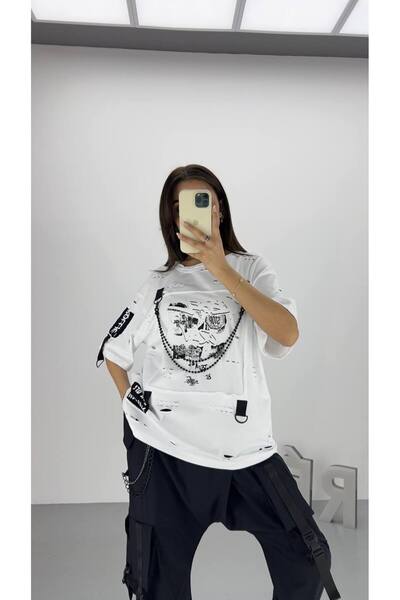 RE DESIGN Zincir Baskılı Tshirt
