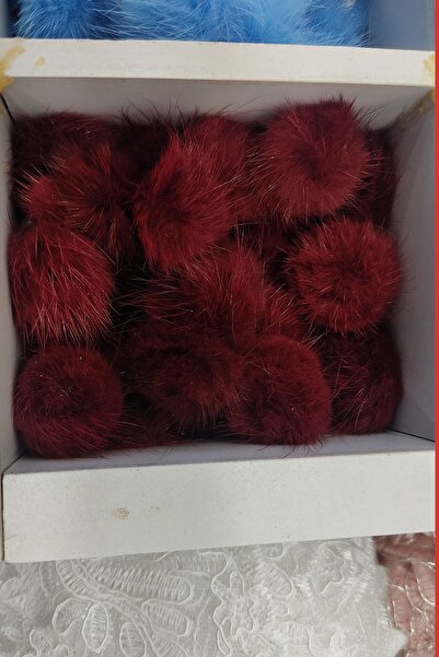DUAYEN Tüy ponpon ayakkabı oyuncak ve tekstil aksesuarı 10 adet bordo renk