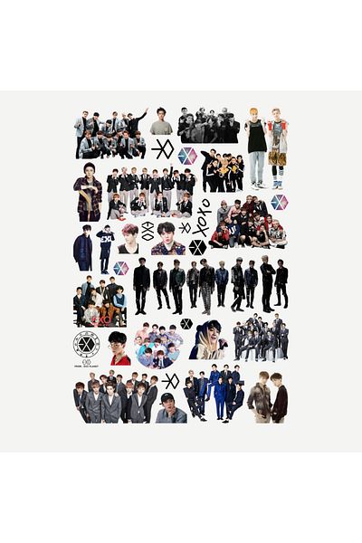 Ororabutik Σετ αυτοκόλλητων Kpop Exo 33Pcs - Σετ αυτοκόλλητων Scrapbook Bullet Journal