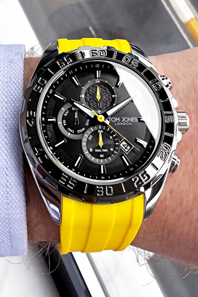 Tom Jones London Men's Wristwatch 3 Atm Waterproof Yellow Color Silicone Cord...