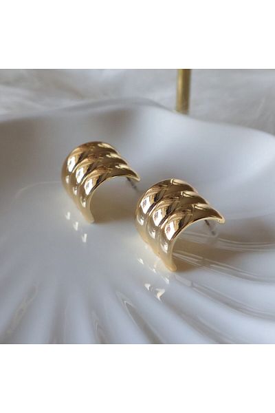leargia 3-Piece Curved Earrings (Model1)-Gold