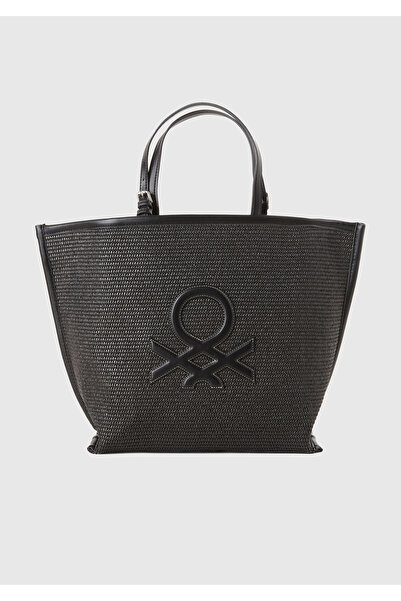 United Colors of Benetton Kadın Siyah Önü Yama Logo İşlemeli Ayarlanabilir As...