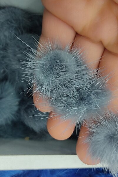 DUAYEN Tüy ponpon ayakkabı oyuncak ve tekstil aksesuarı 10 adet gri renk