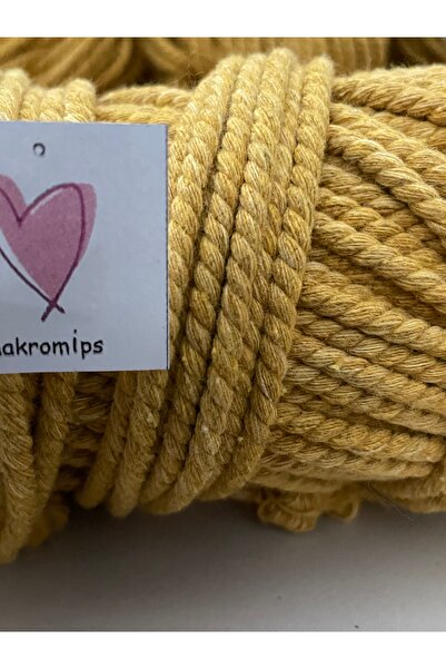 Makromİps MAKROME İP 3,5 mm 1 kg (+-50gr) BURGULU BÜKÜMLÜ PAMUK HALAT SÖMEK SALINCAK HAMAK PERDE HOBİ İPİ