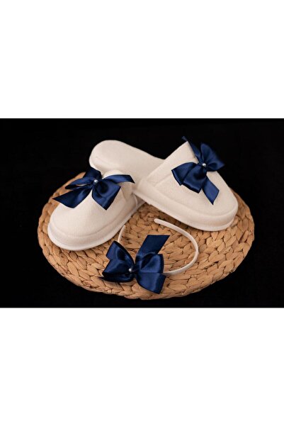 MS TASARIM طقم تاج نعال الأمومة باللون الأزرق الداكن