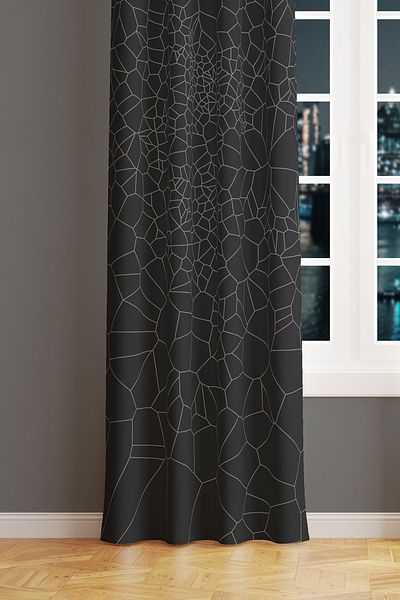 Moud's Gray Crystal Patterned Suede Living Room Hall Background Curtain Printed Extrafor Drawstring SINGLE WING PRD-1079