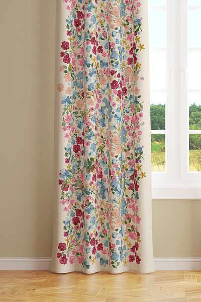 Moud's Colorful Pastel Flower Suede Living Room Hall Background Curtain Printed Extrafor Drawstring SINGLE WING PRD-1026