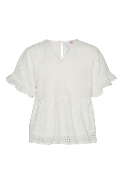 Vero Moda Girl Top mit Schößchen VMMAJA SS BRODERIE ANGLAISE TOP WVN GIRL