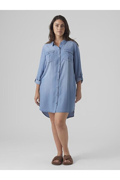 Veromoda Curve Hemdblusenkleid VMSILA LS SHORT DRESS MIX GA CURVE NOOS