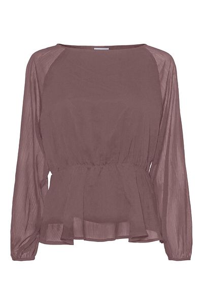Vero Moda Top mit Schößchen VMMALLY LS BOATNECK BLOUSE VMA EXC