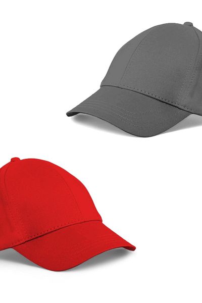Eke Tekstil Unisex Red and Gray Color 2-Piece Baseball Cap Set