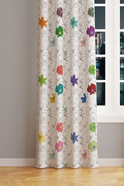 Moud's Flower Series Patterned Suede Living Room Hall Background Curtain Printed Extrafor Drawstring SINGLE WING PRD-1007