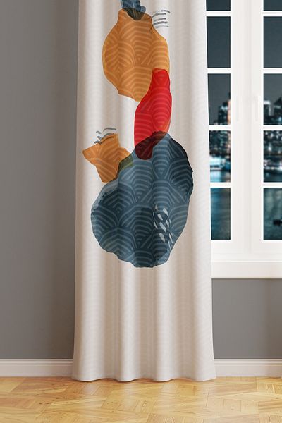 Moud's Japanese Stone Patterned Suede Living Room Background Curtain - Extrafor Drawstring SINGLE WING PRD-1109