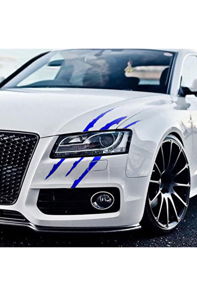HMNL 30 X 10 Cm Monster Pençe Oto Sticker Araba Far Sticker Siyah Kırmızı Mav...