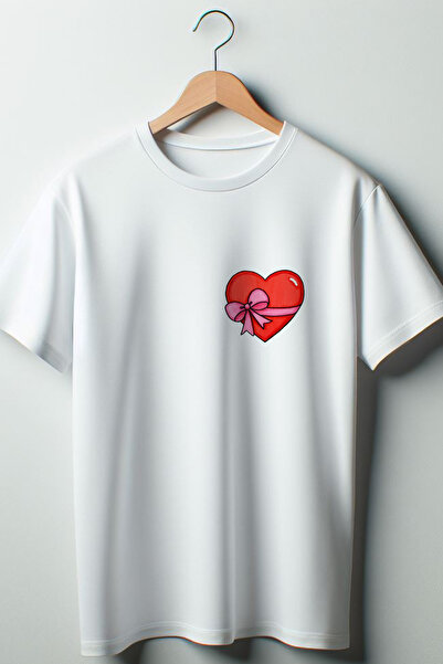 Vordevia Футболка з принтом серця Coquette 2024 Мода Біла Oversize Крій Велосипедний комір