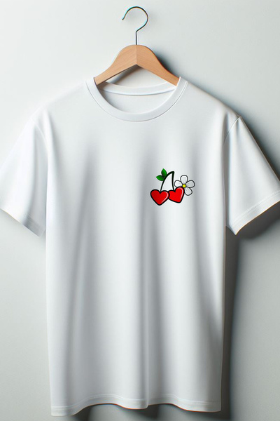 Vordevia Фланелка с принт на цветя и череши 2024 Fashion White Oversized Fit ...