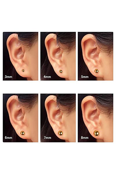 Takıparkxs TAKIPARKXS Unisex Stainless Anti-Tarnish Steel 4 Pairs Ball Earrings Set