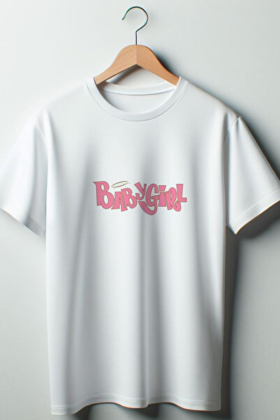 Vordevia Babygirl Text Imprimat Ribbon Coquette 2024 Fashion Tricou alb oversize cu decolteu