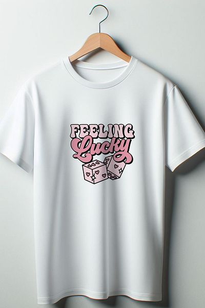 Vordevia Feeling Lucky Printed Coquette 2024 Fashion White Oversize Tshirt με λαιμόκοψη