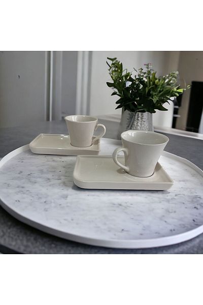 WPAWZ 4 Piece Cup Set for 2 People - Coffee Cup Set White