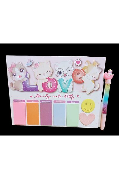 sevgi kırtasiye Planificator săptămânal Cute Kittens Love Cats Kitty cu cadou argintiu pentru stilou