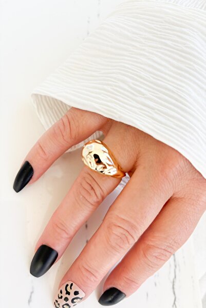 Pretty Eskitme Damla Model Altın Kaplama Ayarlanabilir Yüzük