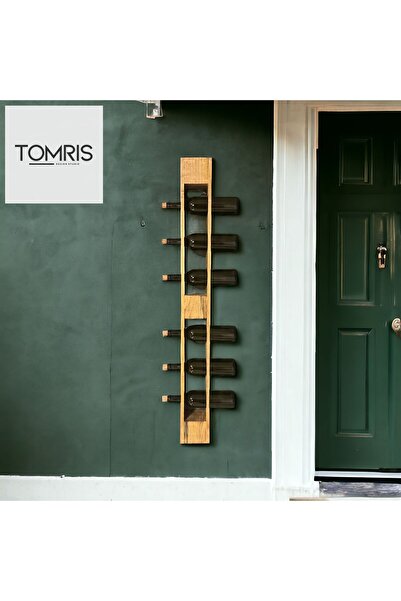 TOMRİS DESİGN BOHEM AHŞAP ŞARAP ŞİŞE STANDI 6LI ÇOKLU ŞARAP ŞİŞE RAFI VİNTAGE