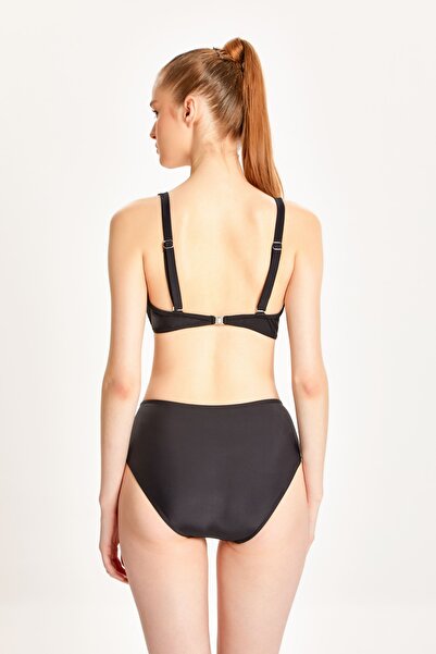 TOO SALTY SWIMWEAR KADIN SİYAH TÜL DETAYLI TOPARLAYICI YÜKSEK BEL BİKİNİ TAKIMI 24s100st