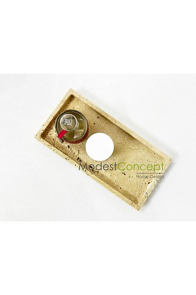 artisimo Natural Travertine Marble Tray, Bathroom Organizer, Presentation Plate, Organizer 15x30cm