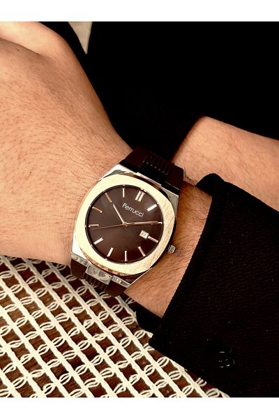 Ferrucci FERRUCCİ- SILICONE CORD (BROWN) MEN'S WRISTWATCH