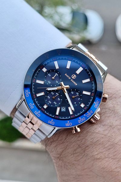 DAVID GUNER Bronze Silver Color Indicators Active Men's Wristwatch