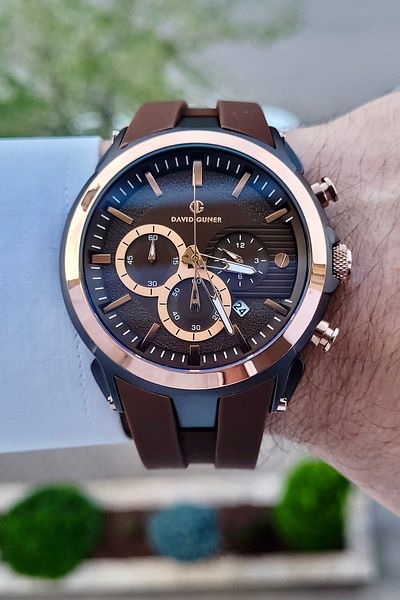 DAVID GUNER Cord Brown Color Indicators Active Men's Wristwatch