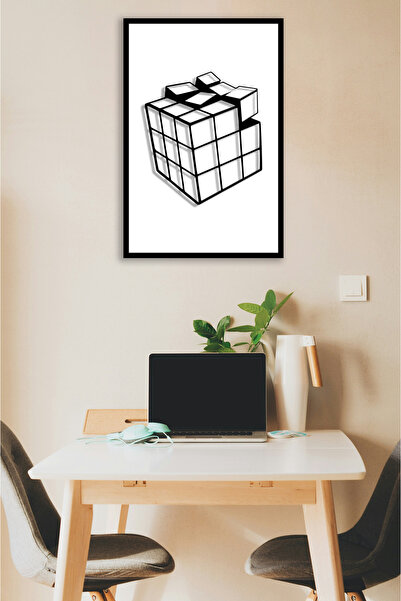 Step and Maker Cubul Rubik cu două straturi (3D) - pictură MDF cu cadru din lemn